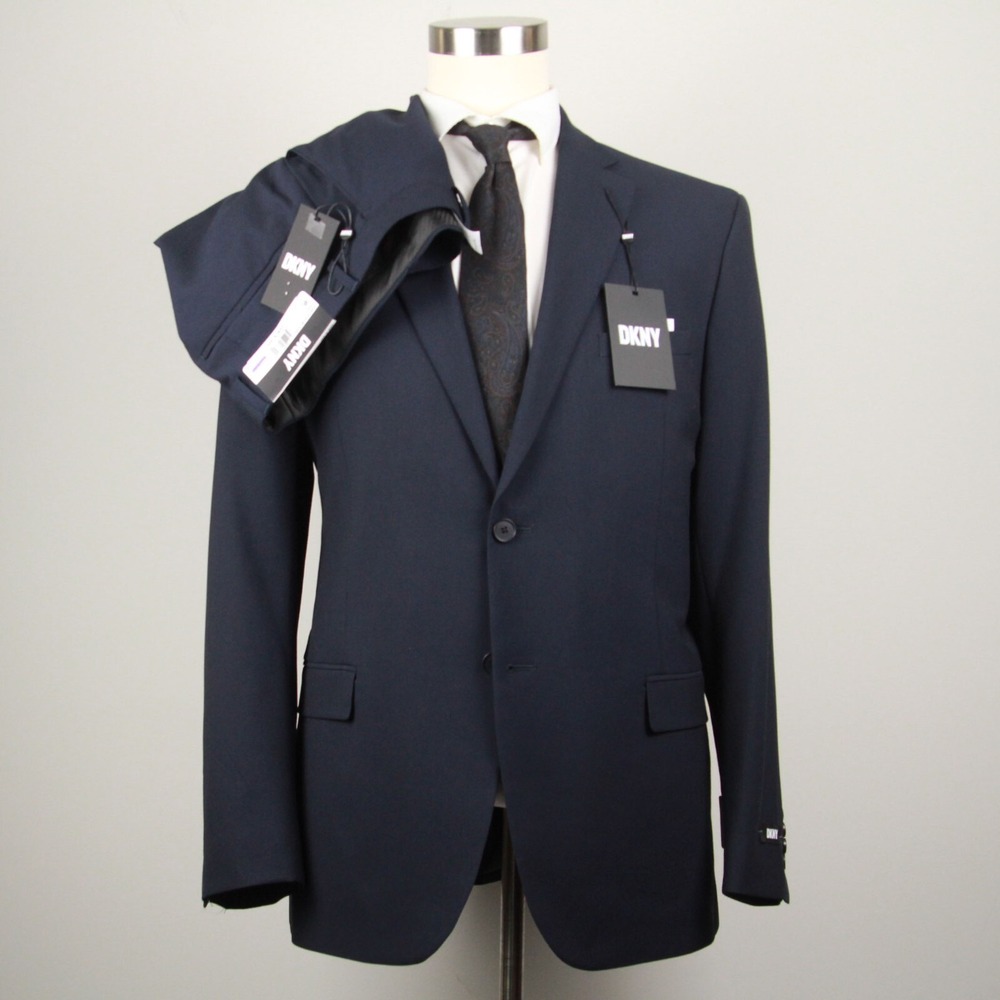 44R DKNY Mens 2-pc Suit Blazer‎ Jacket Mismatched Pants 32x30 Modern Fit E03381